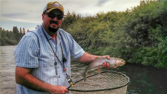 Kevin With A Beast Rainbow-Dry Fly Fishing At Its Finest