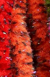 Hareline Dubbin UV Mottled Galaxy Mop Chenille-Fl Fire Orange