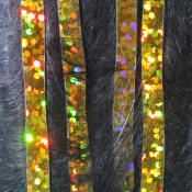 Hareline Dubbin Bling Rabbit Strips 1/8-Black Holo Gold