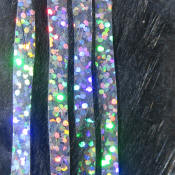 Hareline Dubbin Bling Rabbit Strips 1/8-Black Holo Silver