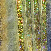 Hareline Dubbin Bling Rabbit Strips 1/8-Gold Variant Holo Gold