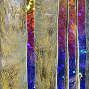 Hareline Dubbin Bling Rabbit Strips 1/8-Gold Variant Holo Rainbow