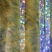 Hareline Dubbin Bling Rabbit Strips 1/8-Gold Variant Holo Silver