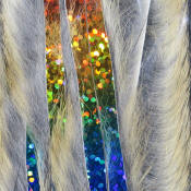 Hareline Dubbin Bling Rabbit Strips 1/8-Hares Ear Holo Rainbow