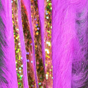 Hareline Dubbin Bling Rabbit Strips 1/8-Hot Pink Holo Gold