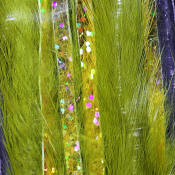 Hareline Dubbin Bling Rabbit Strips 1/8-Olive Holo Gold