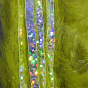 Hareline Dubbin Bling Rabbit Strips 1/8-Olive Holo Silver