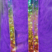 Hareline Dubbin Bling Rabbit Strips 1/8-Bright Purple Holo Rainbow