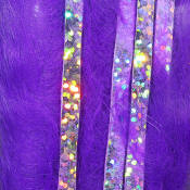 Hareline Dubbin Bling Rabbit Strips 1/8-Bright Purple Holo Silver