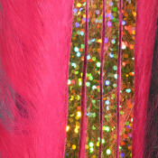 Hareline Dubbin Bling Rabbit Strips 1/8-Sockeye Red Holo Gold