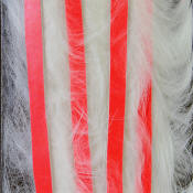 Hareline Dubbin Bling Rabbit Strips 1/8-White Fl Fire Red