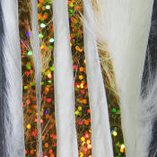 Hareline Dubbin Bling Rabbit Strips 1/8-White Holo Gold