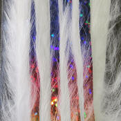 Hareline Dubbin Bling Rabbit Strips 1/8-White Holo Rainbow