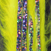 Hareline Dubbin Bling Rabbit Strips 1/8-Yellow Fl Green Chartreuse