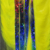 Hareline Dubbin Bling Rabbit Strips 1/8-Yellow Holo Rainbow