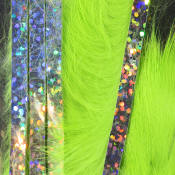 Hareline Dubbin Bling Rabbit Strips 1/8-Chartreuse Holo Silver