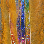 Hareline Dubbin Bling Rabbit Strips 1/8-Crawfish Holo Rainbow