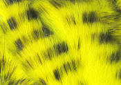 Hareline Dubbin-Black Barred Rabbit Strips 1/8"-Yellow