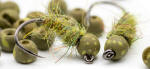 Hareline Dubbin Mottled Tactical Slotted Tungsten Bead-Light Olive