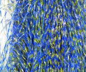 Hareline Dubbin Senyo's Metallic Barred Predator Wrap-Gold Blue